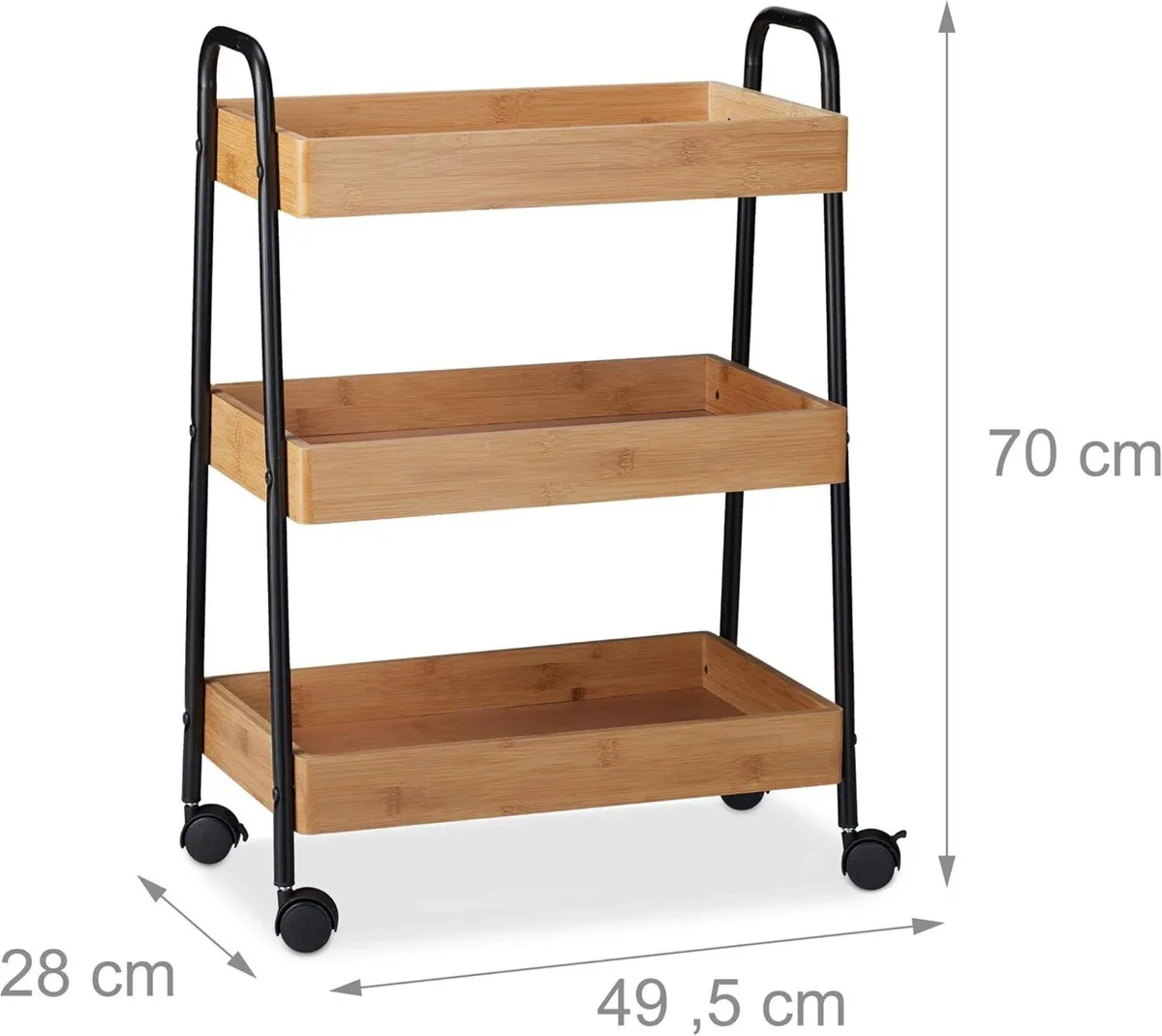 Bamboo Serving Cart 3 Tiers 360degrees Rotating - Image 3