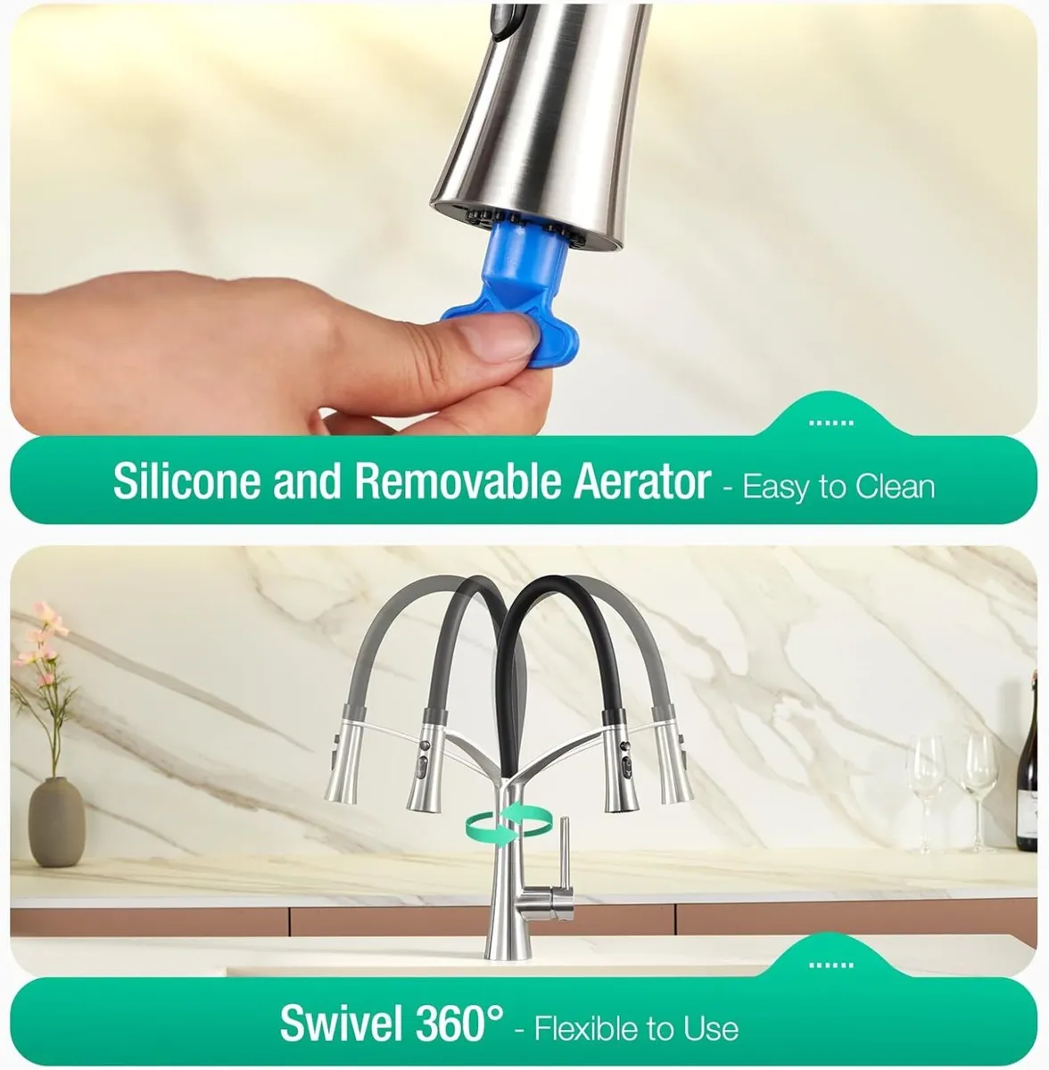 Kitchen Tap With Pull Down Dual Function Sprayer - Image 4