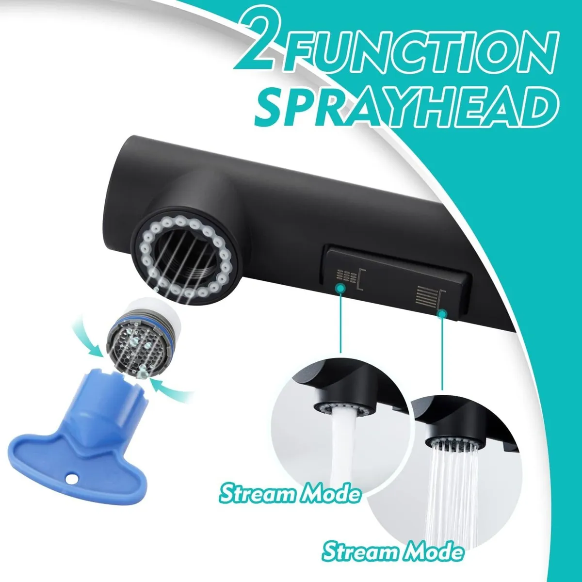 Pull Out Kitchen Taps Mixer Tap with 2 Function - Image 4