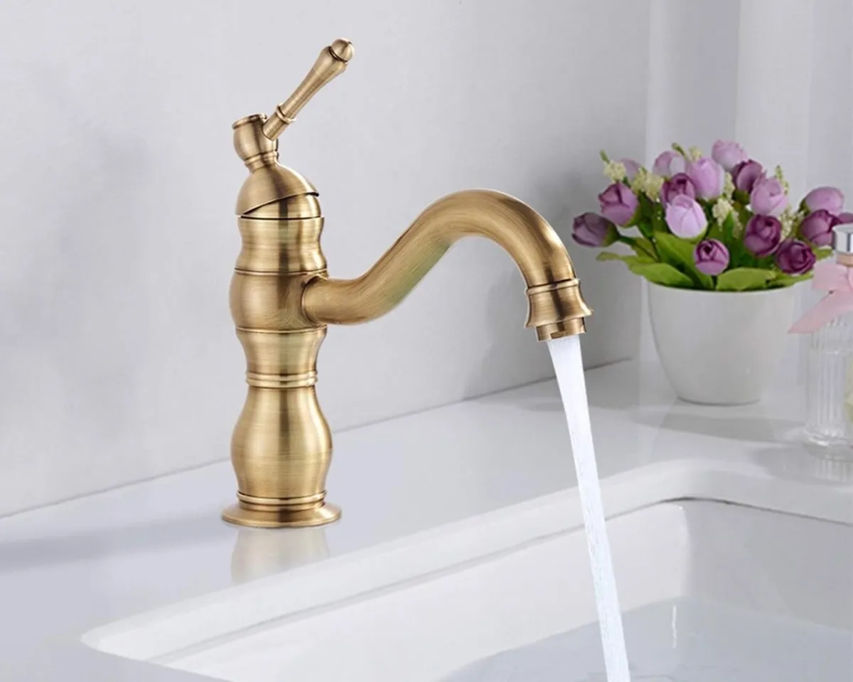 Premium vintage brass basin tap bathroom. NEW - Image 2