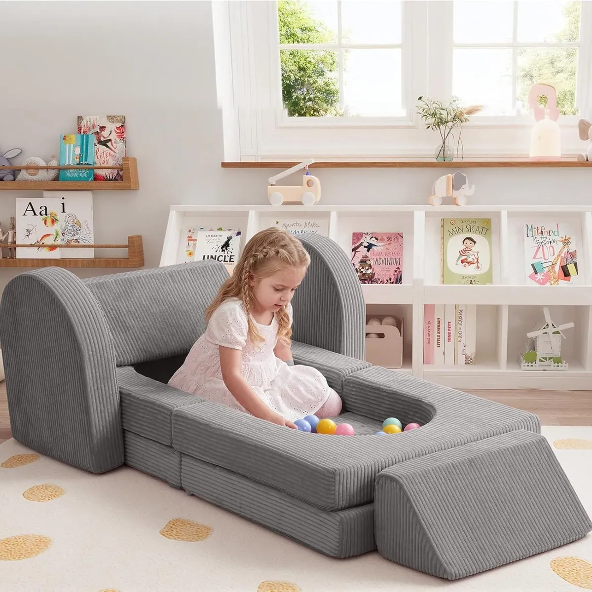 10-Pieces Kids Play Sofa Corduroy Modular Toddler - Image 2