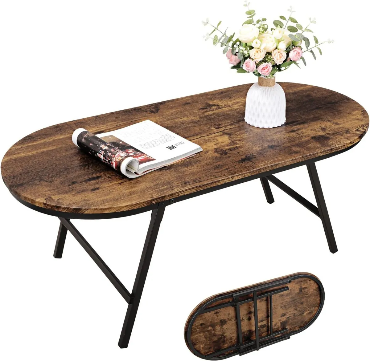 Folding Coffee Table for Living Room Industrial - Image 1