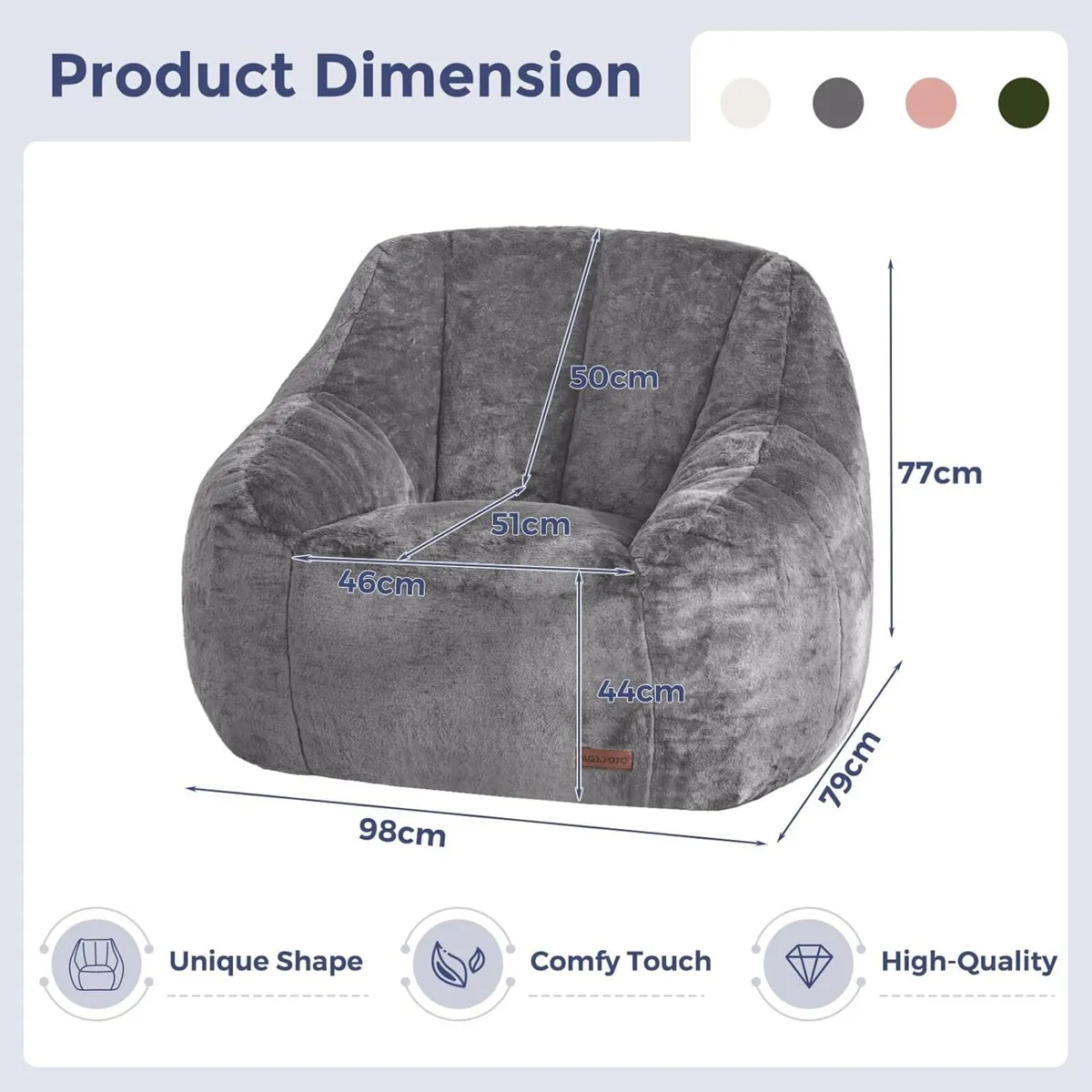 Bean Bag Chair for Adults or Children Soft Faux - Image 2