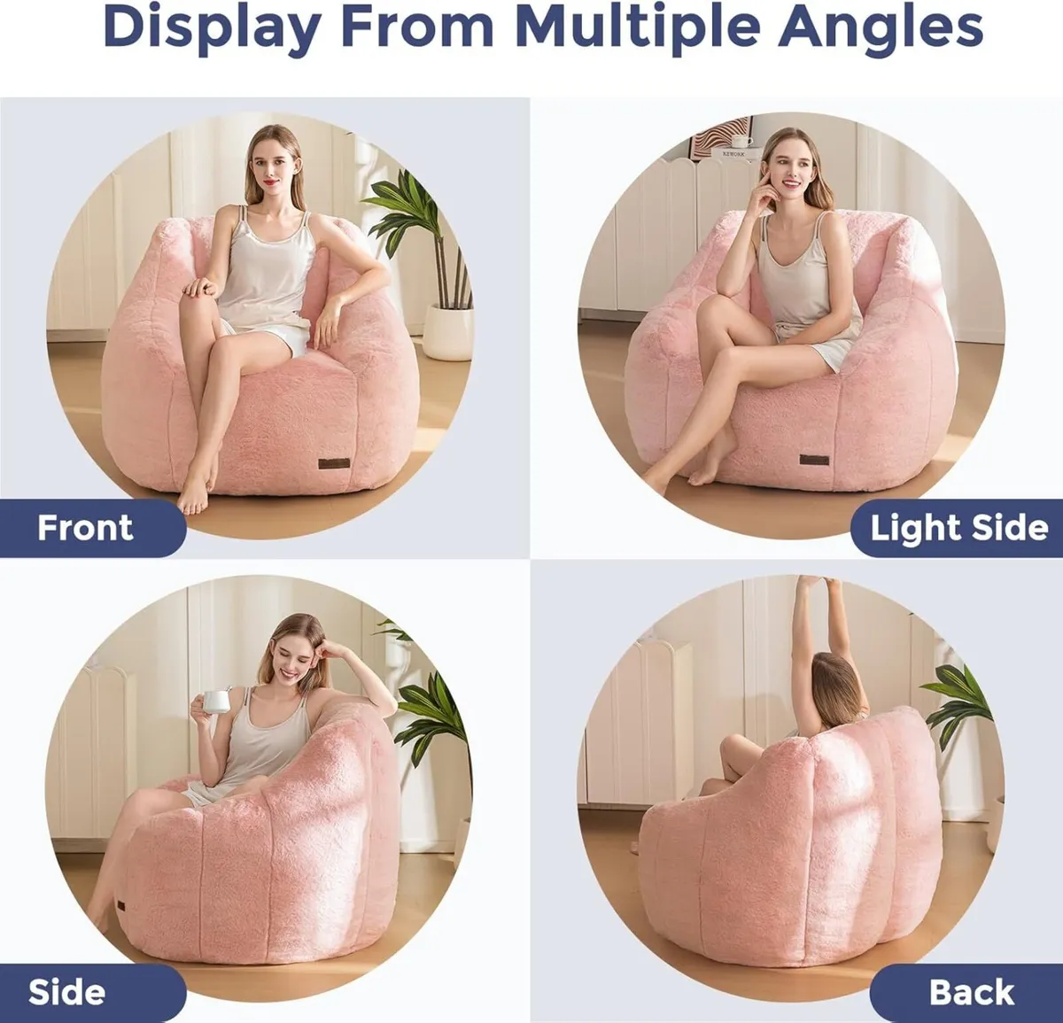 Bean Bag Chair for Adults or Children Soft Faux - Image 4