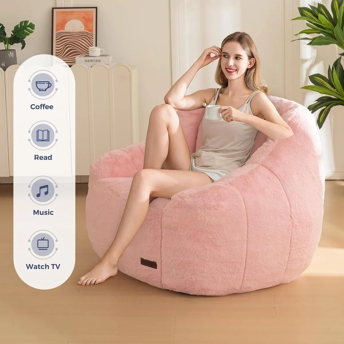 Bean Bag Chair for Adults or Children Soft Faux - Image 3