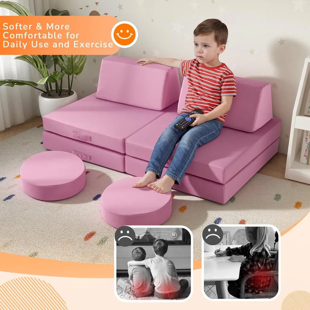 Kids Play Sofa Bed Modular Toddler Armchair Couch - Image 4
