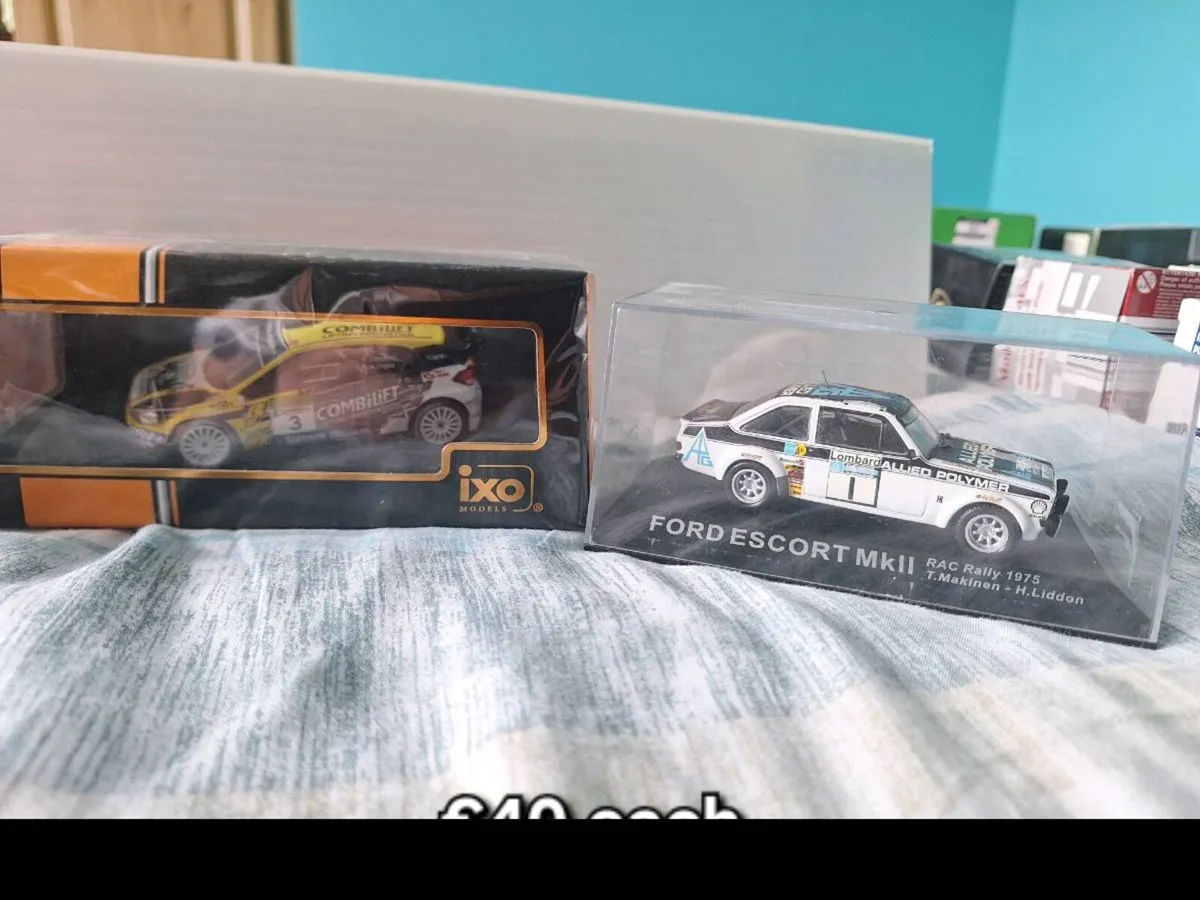 Model rally cars and cars and tractors - Image 1