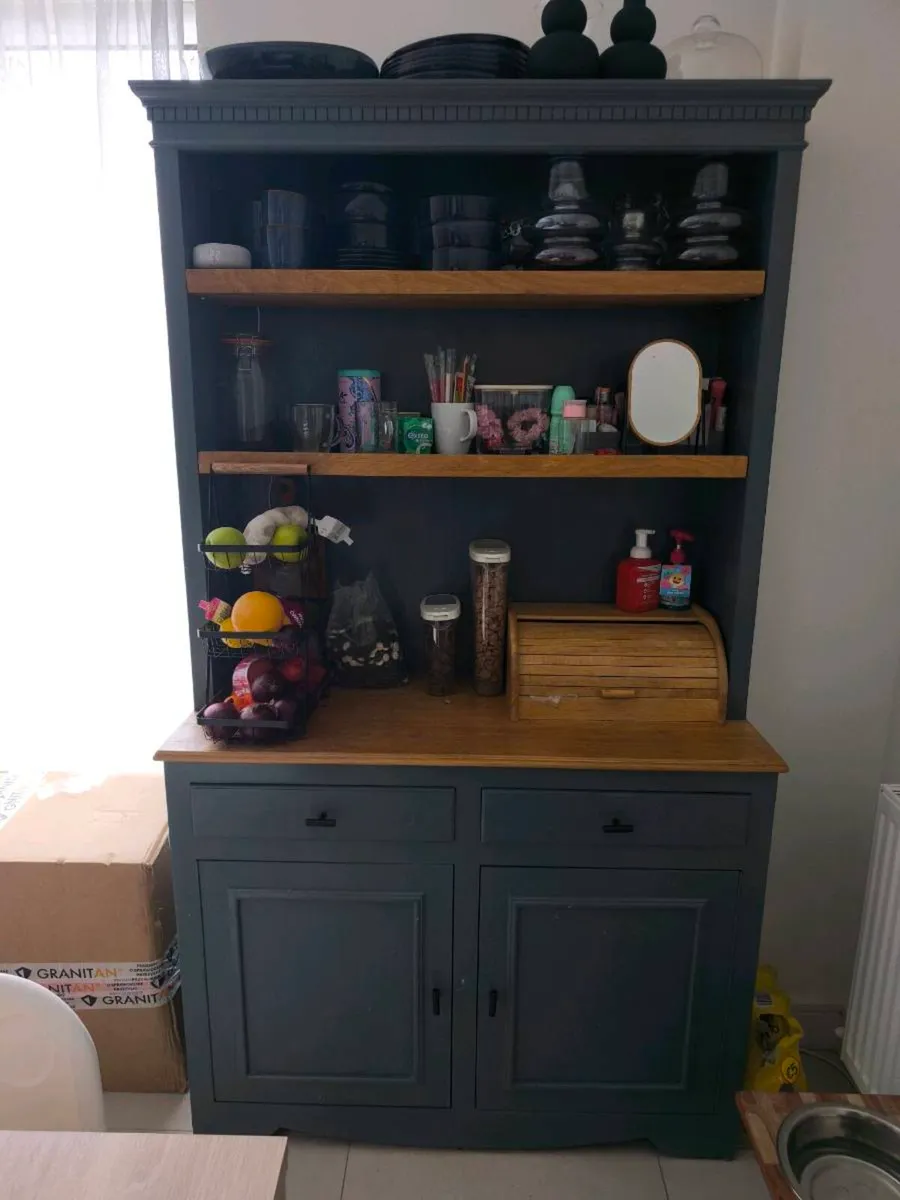 Kitchen Dresser Solid Wood Dark Grey - Image 1