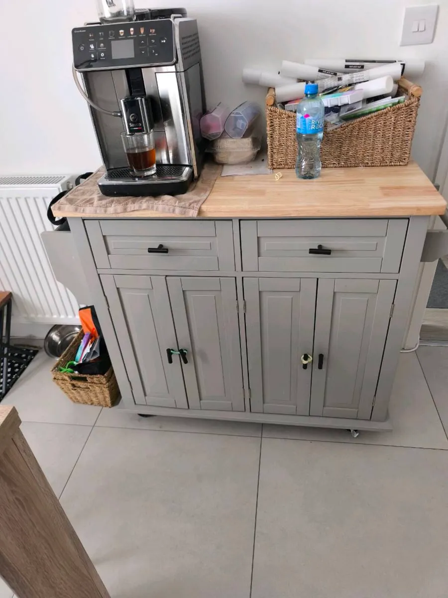 Kitchen Trolley Island With Wheels Grey - Image 1