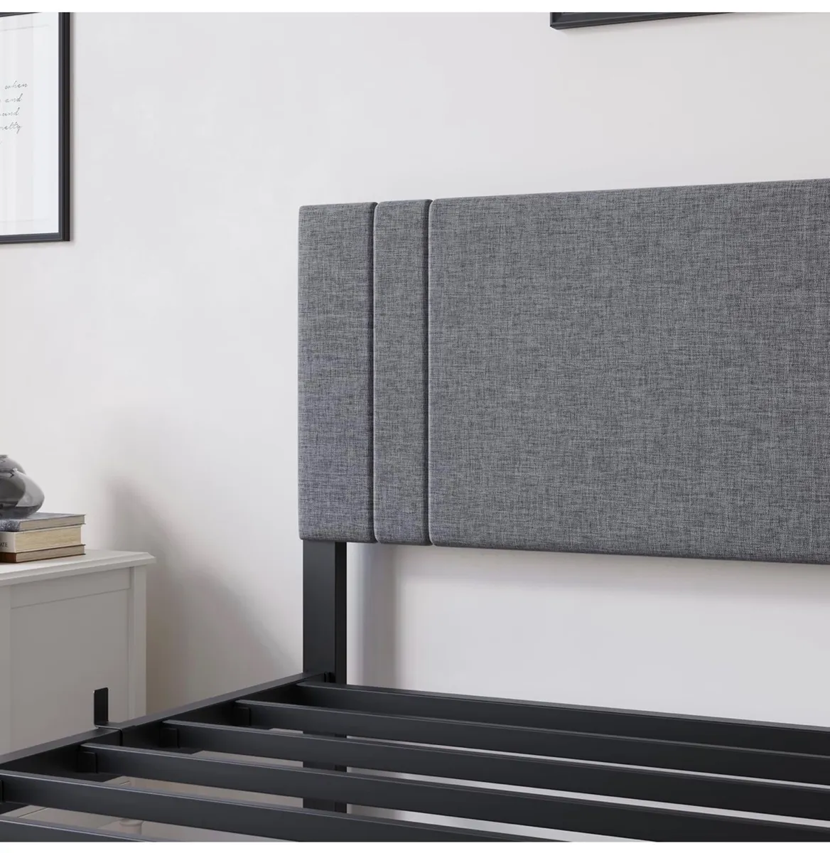 Metal Single Bed Frame with Storage and Shelf Head - Image 3