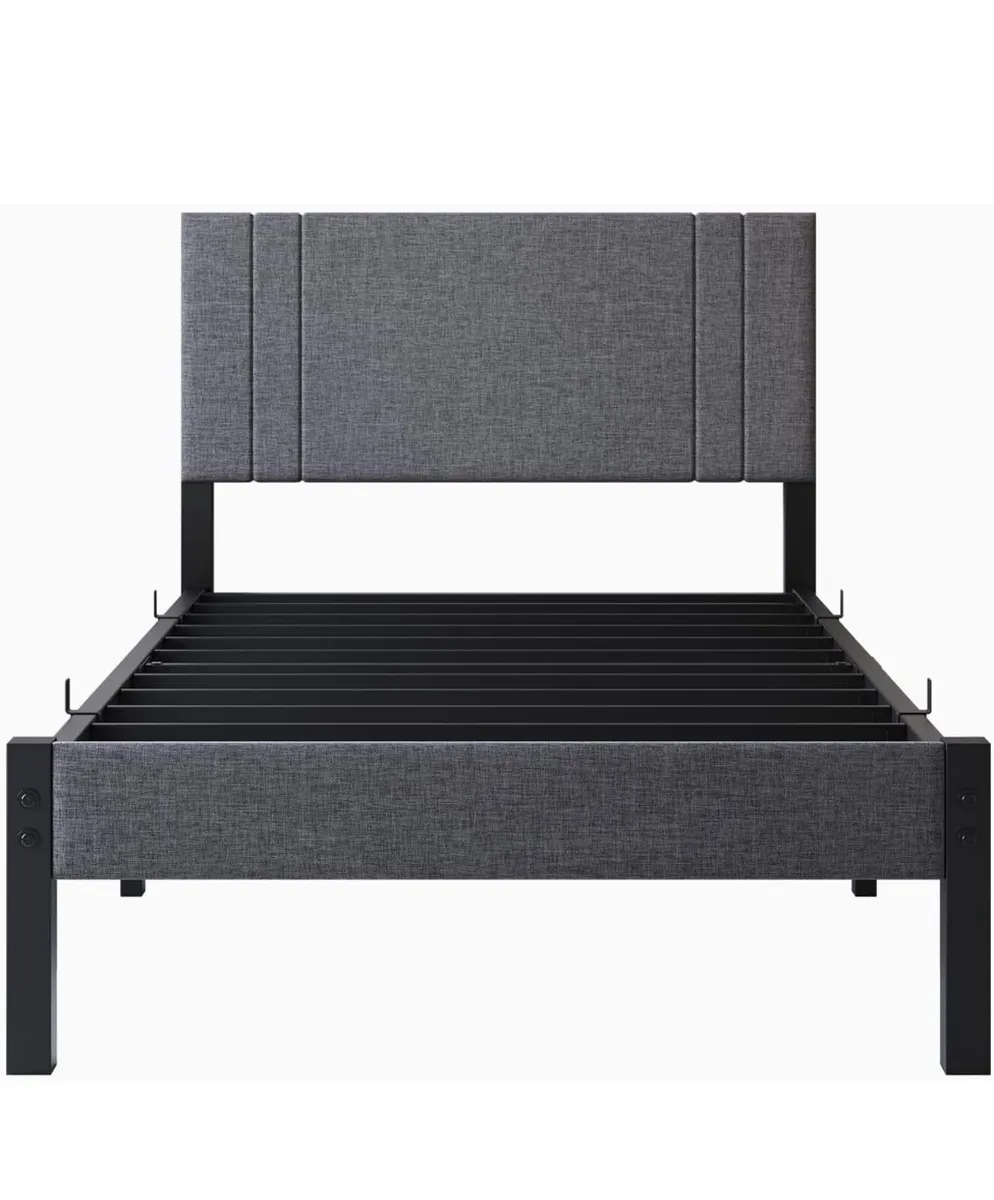 Metal Single Bed Frame with Storage and Shelf Head - Image 4