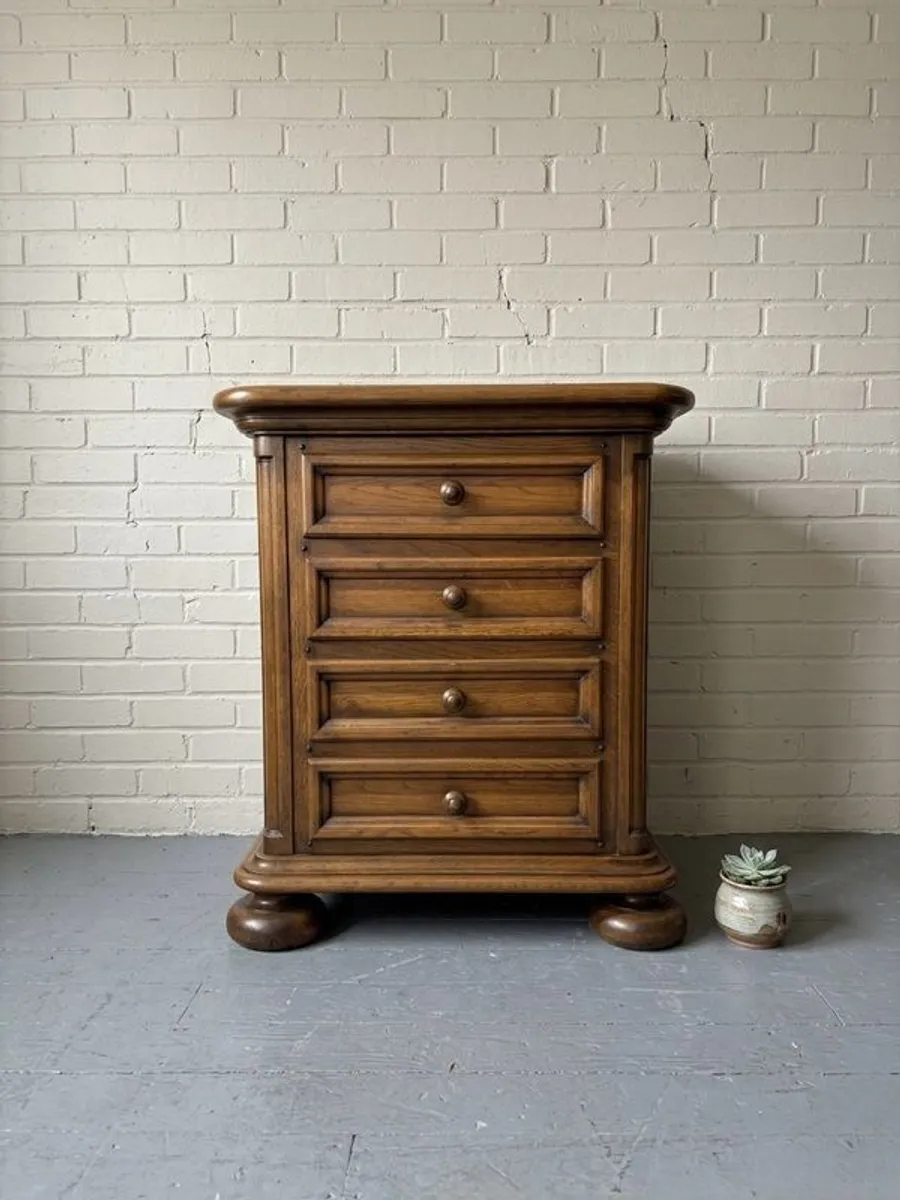 20th Century Dutch Oak Brutalist Tallboy or Chest of Drawers - Image 1