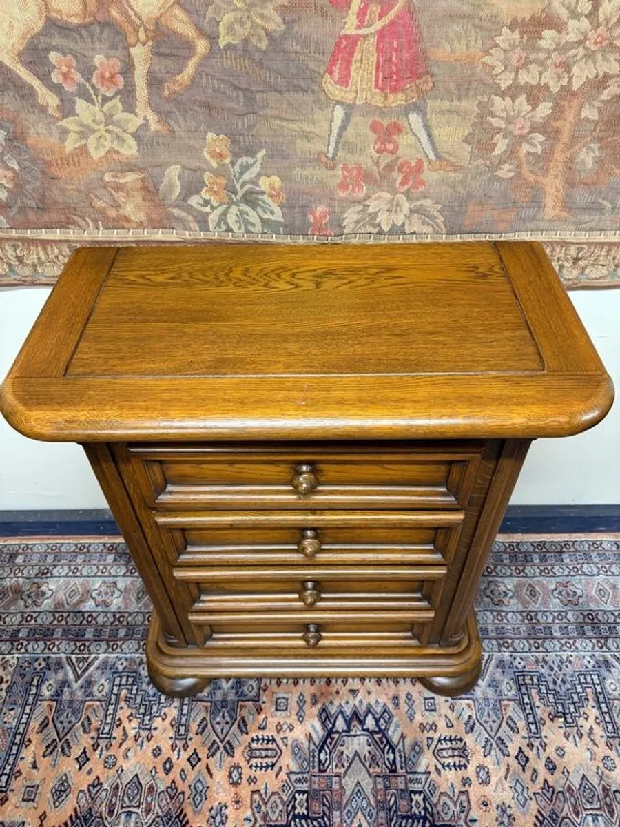 20th Century Dutch Oak Brutalist Tallboy or Chest of Drawers - Image 3