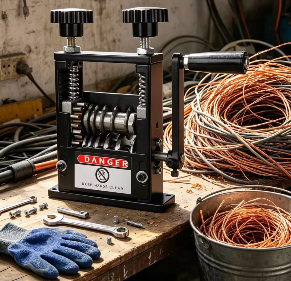 Manual & Drill-Powered Wire Stripping Machine - Image 1