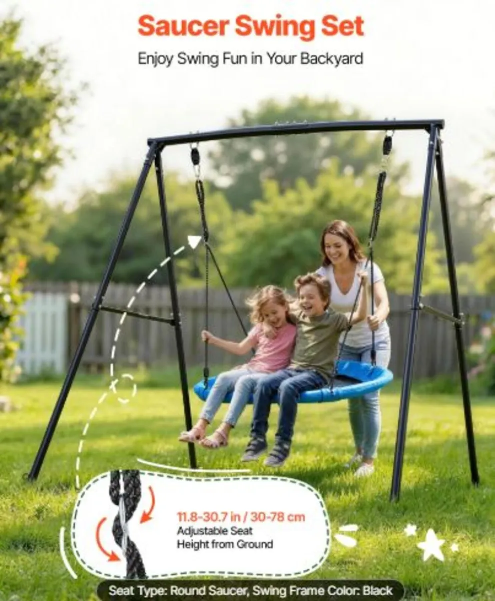 Swing Set for Backyard, 100 cm Saucer Swing Seat - Image 2