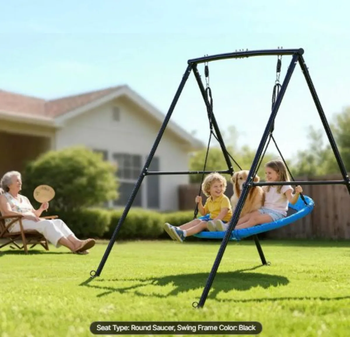Swing Set for Backyard, 100 cm Saucer Swing Seat - Image 3