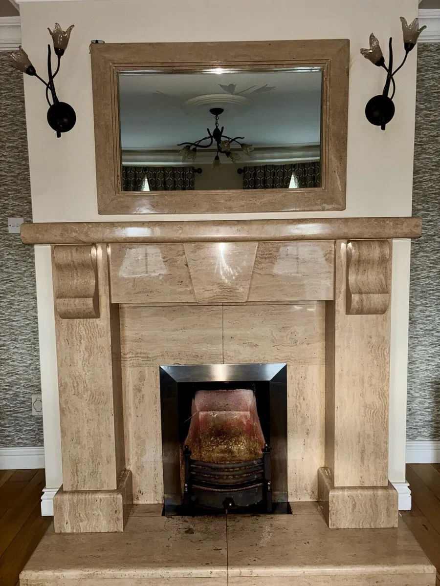 Cream Marble Fireplace & matching mirror - Image 4