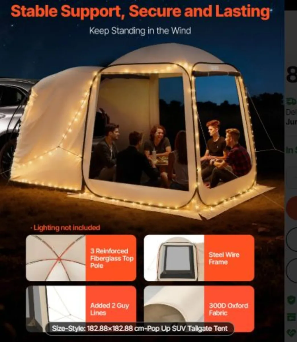 Screen House Tent, 1825 x 1825x2200 mm, 4-6 Person - Image 4