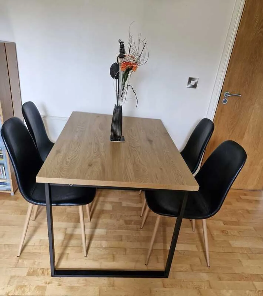 Modern Dining Table and Chair Set. Like New - Image 1