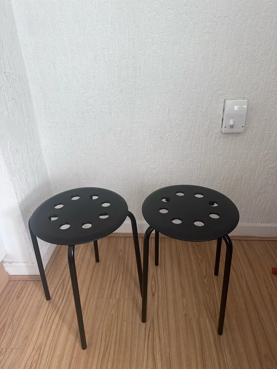 2x IKEA Marius Stools + Adjustable Side Table - Image 3