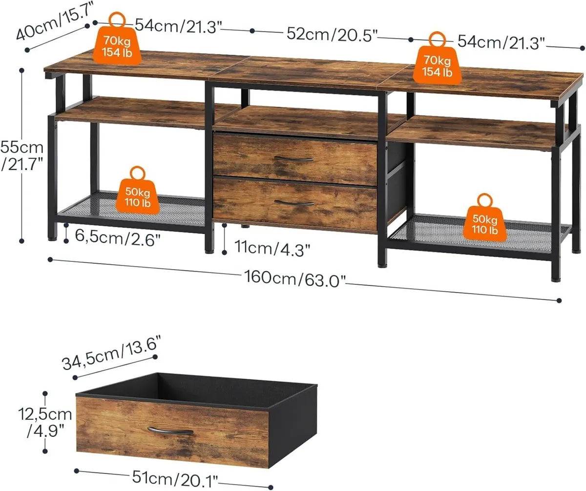 TV Stand Unit Cabinet with Open Storage Shelves - Image 3