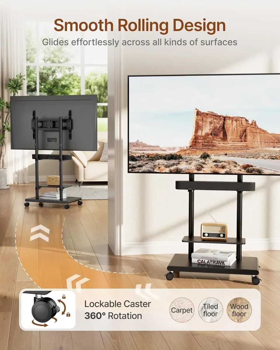 Mobile TV Stand with Soundbar Mount for 37-75 - Image 3