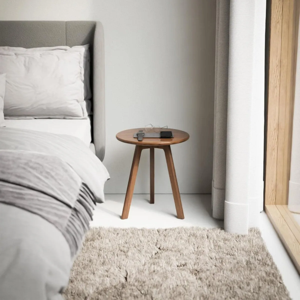 Round Side Table 100% Solid Wood Occasional - Image 2