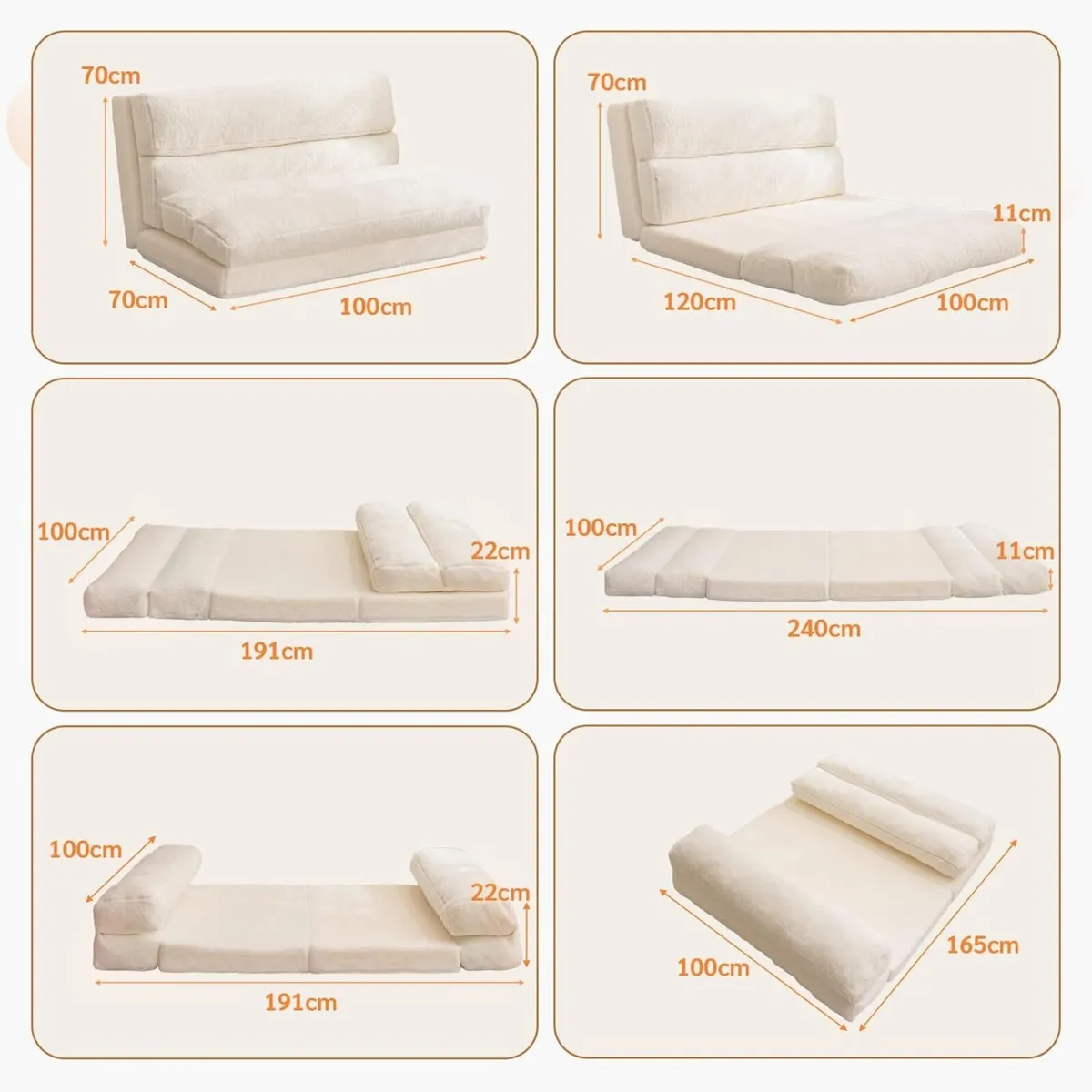 Bean Bag Bed Folding Sofa Mattress for Adults - Image 2