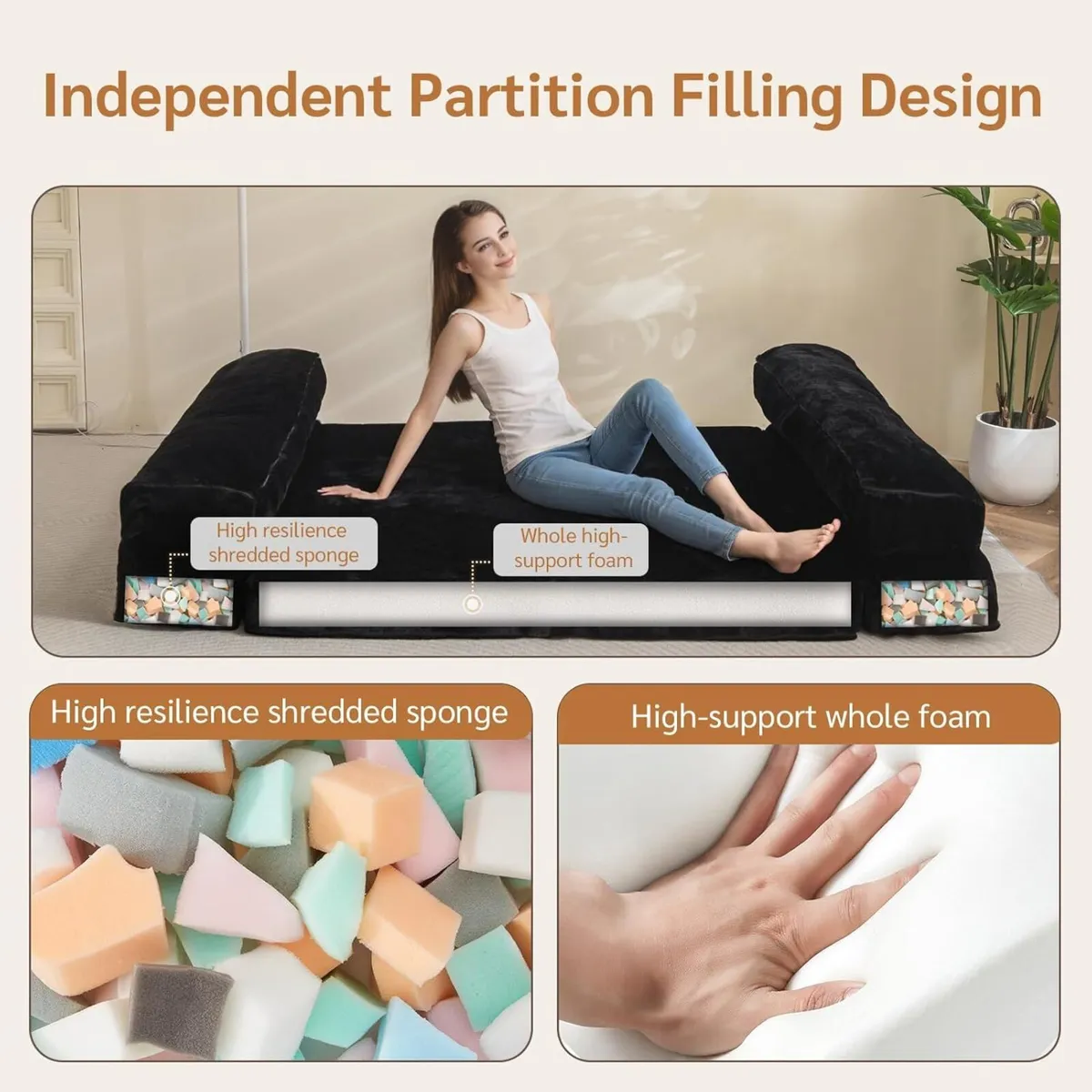 Bean Bag Bed Folding Sofa Floor Mattress for - Image 4