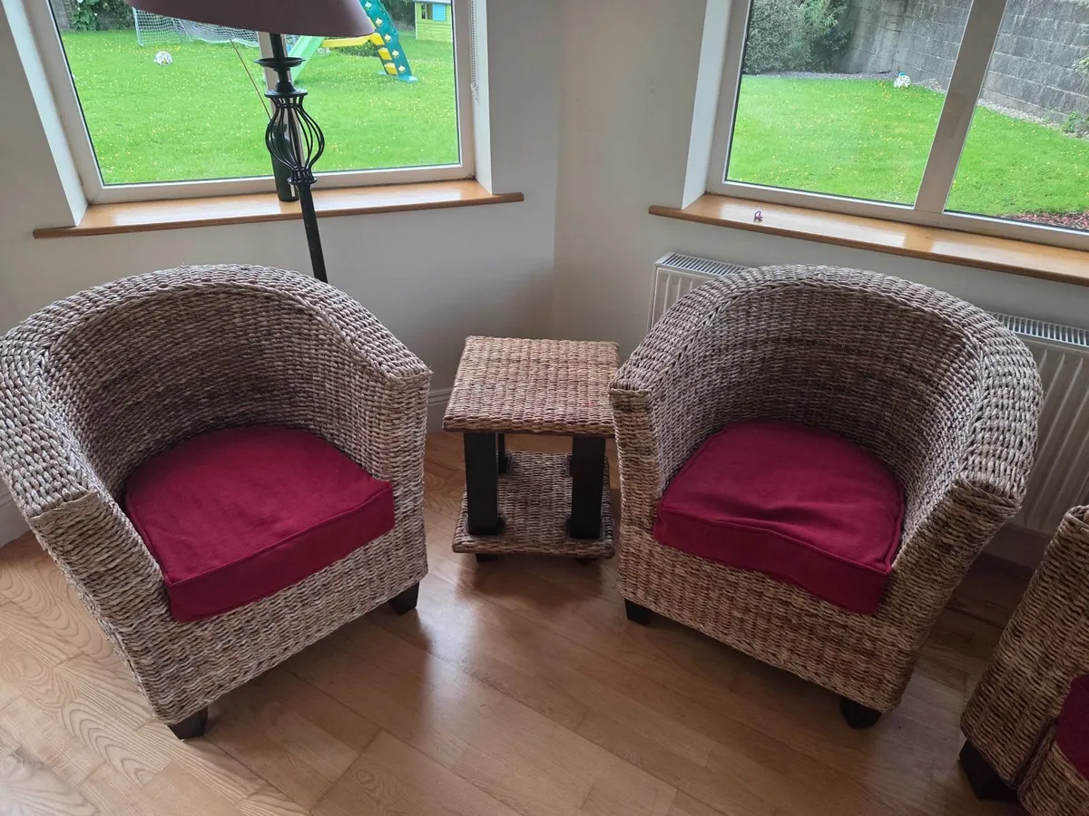 4-Piece Wicker Conservatory Furniture Set – Sofa, - Image 1