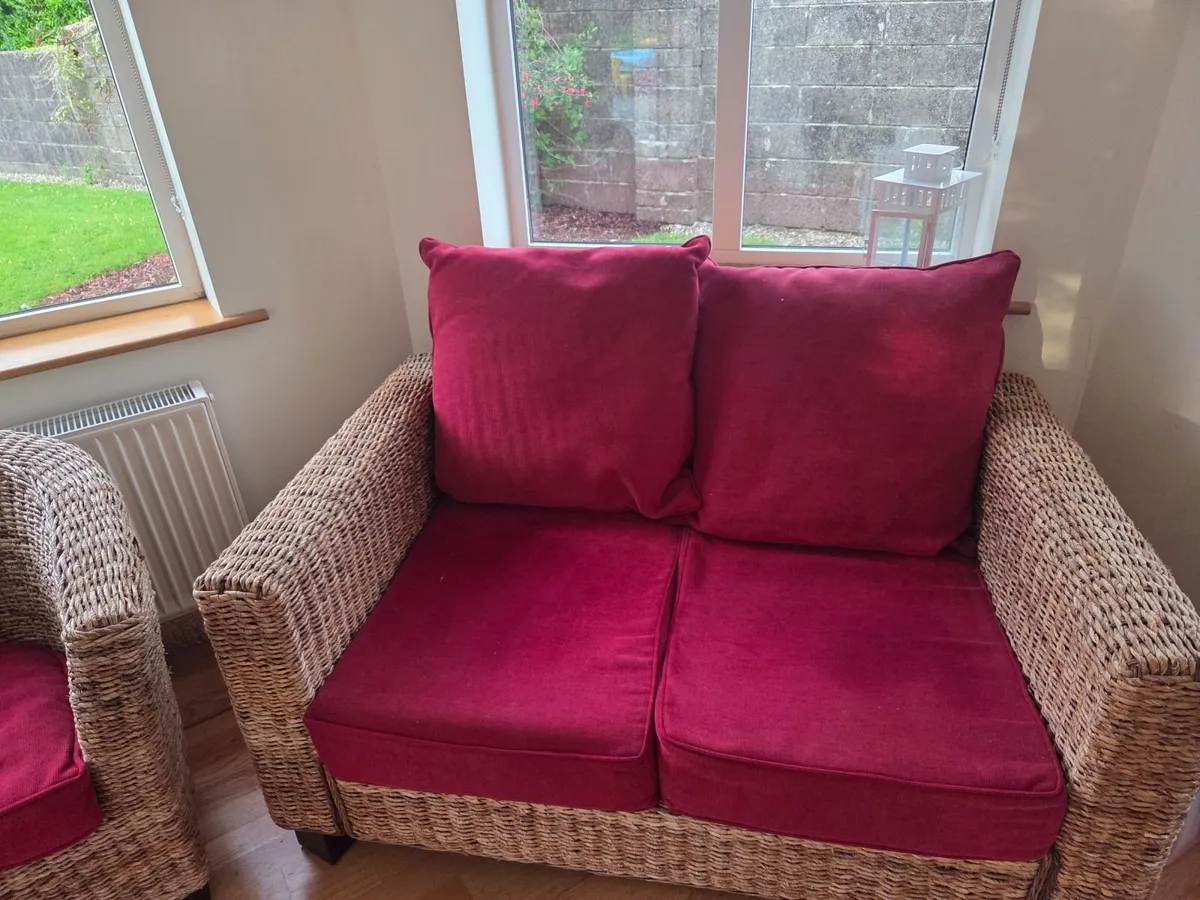 4-Piece Wicker Conservatory Furniture Set – Sofa, - Image 2