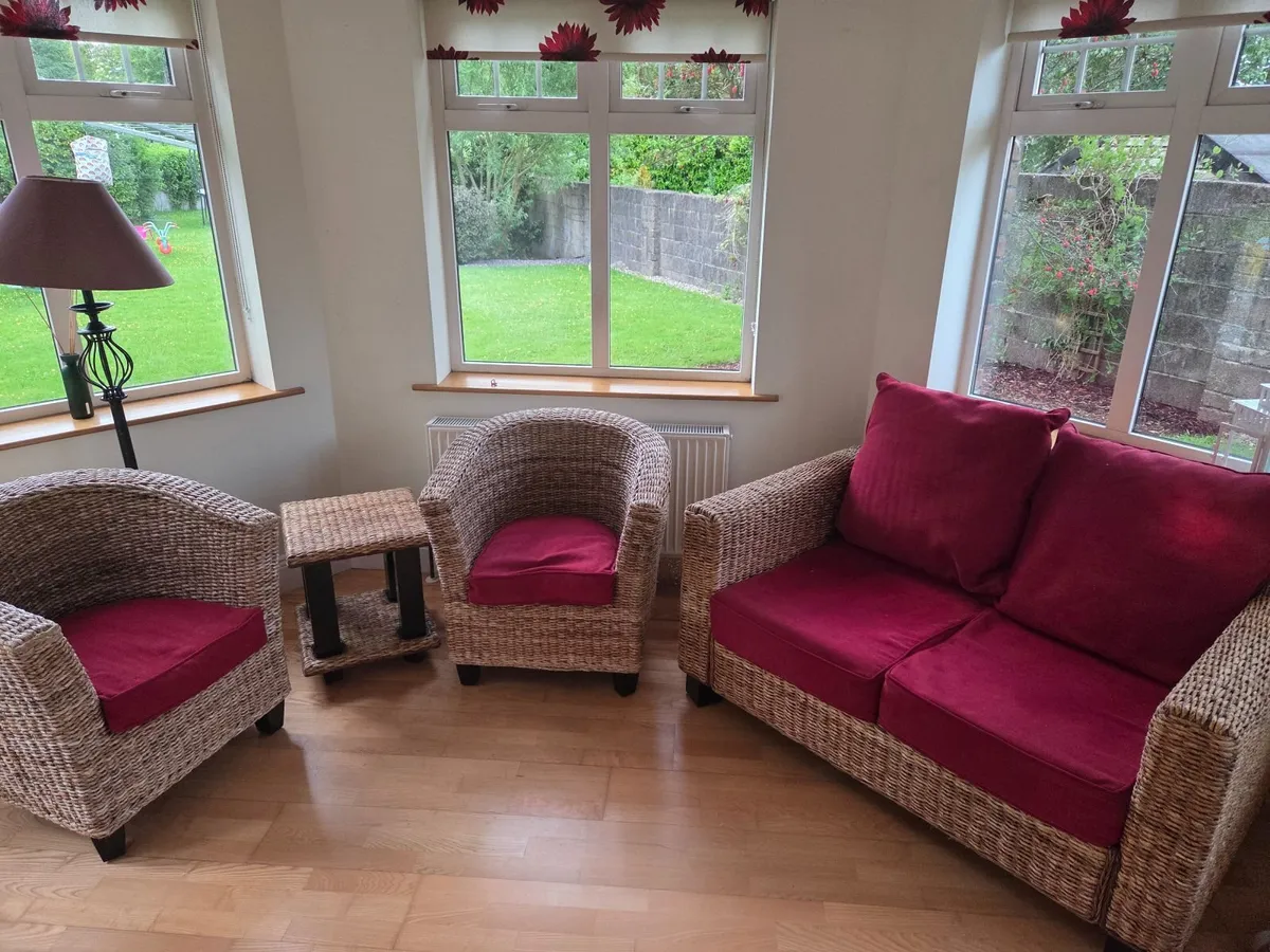 4-Piece Wicker Conservatory Furniture Set – Sofa, - Image 3