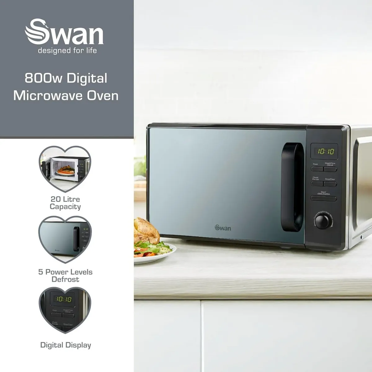 Digital Microwave 5 Power Levels 7 Auto Cook - Image 3