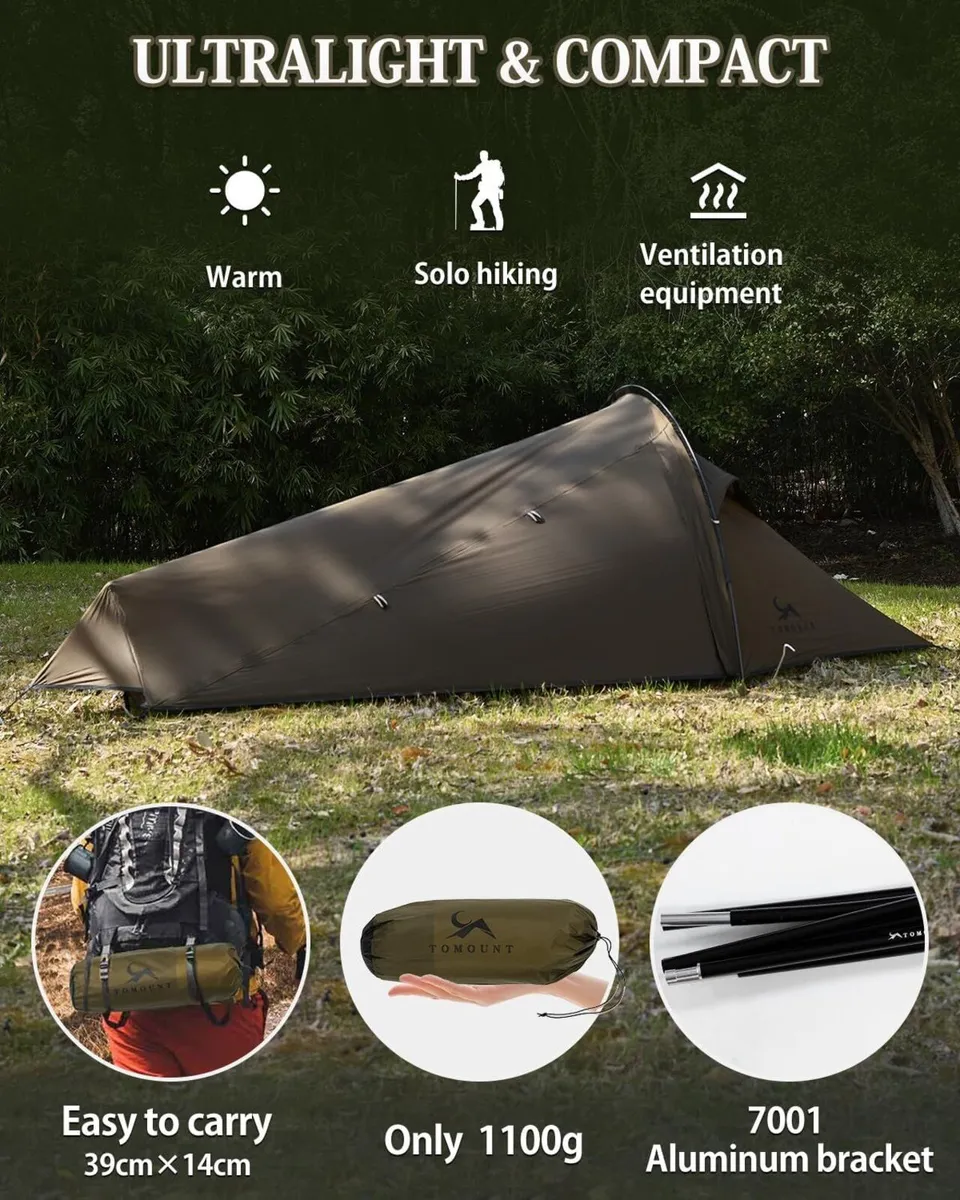 TOMOUNT Bivvy Tent Nylon Ultralight 1 Person - Image 2