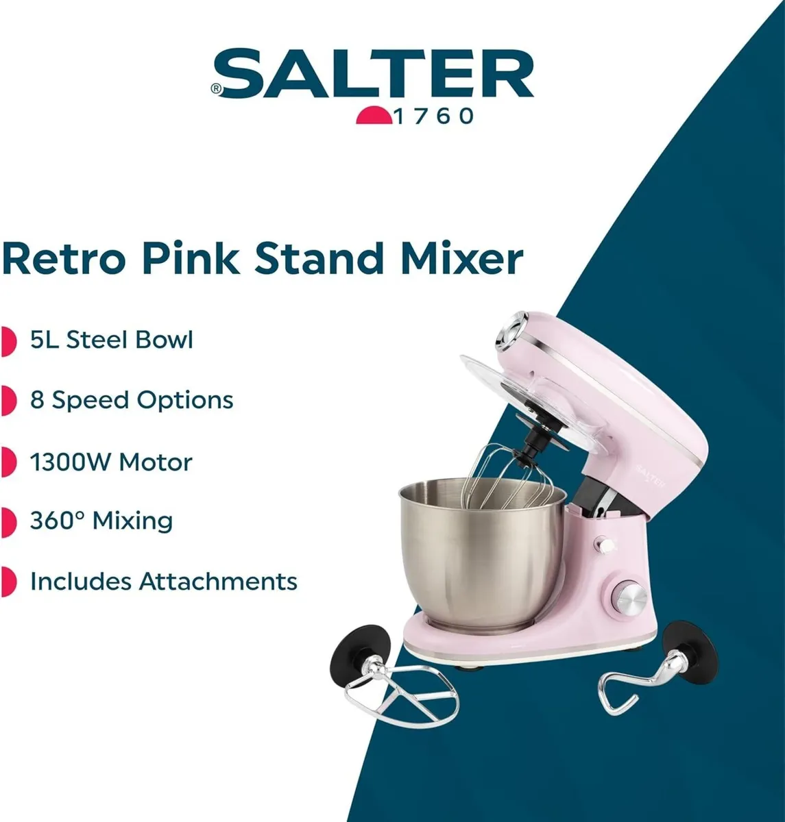 Retro Stand Mixer – 5L Electric Food Kitchen - Image 3