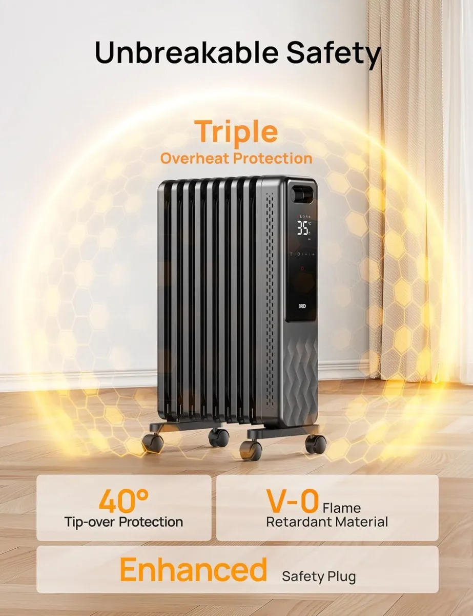 Smart 9 Fins Oil Filled Radiator 2000W Silent - Image 4