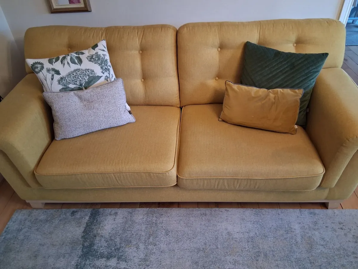 2 x 3 seater couches and foot stool - Image 1