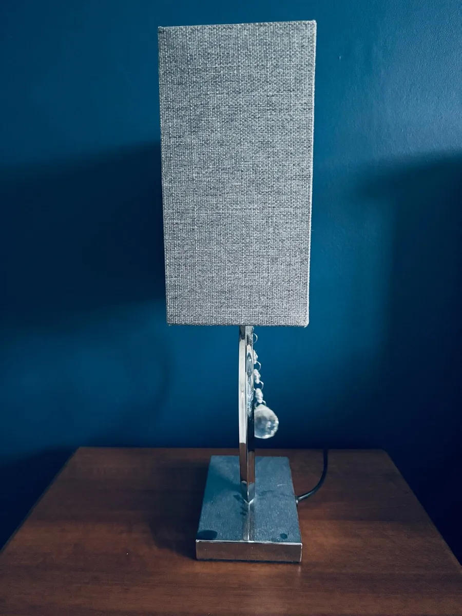 Polished chrome & crystal modern table lamp set (2 - Image 3