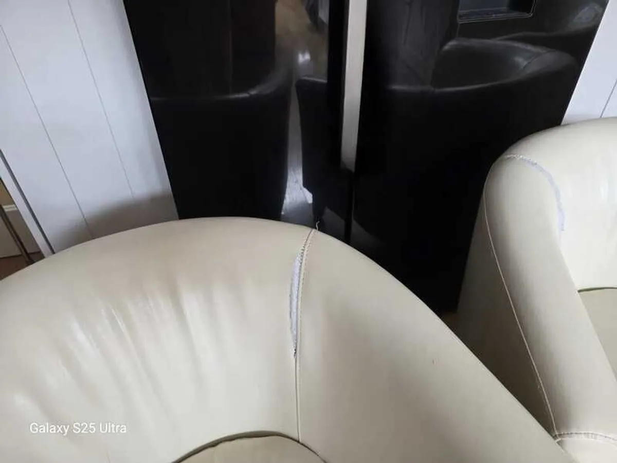 Three stylish leather arm chairs. Two require upholstery - Image 3