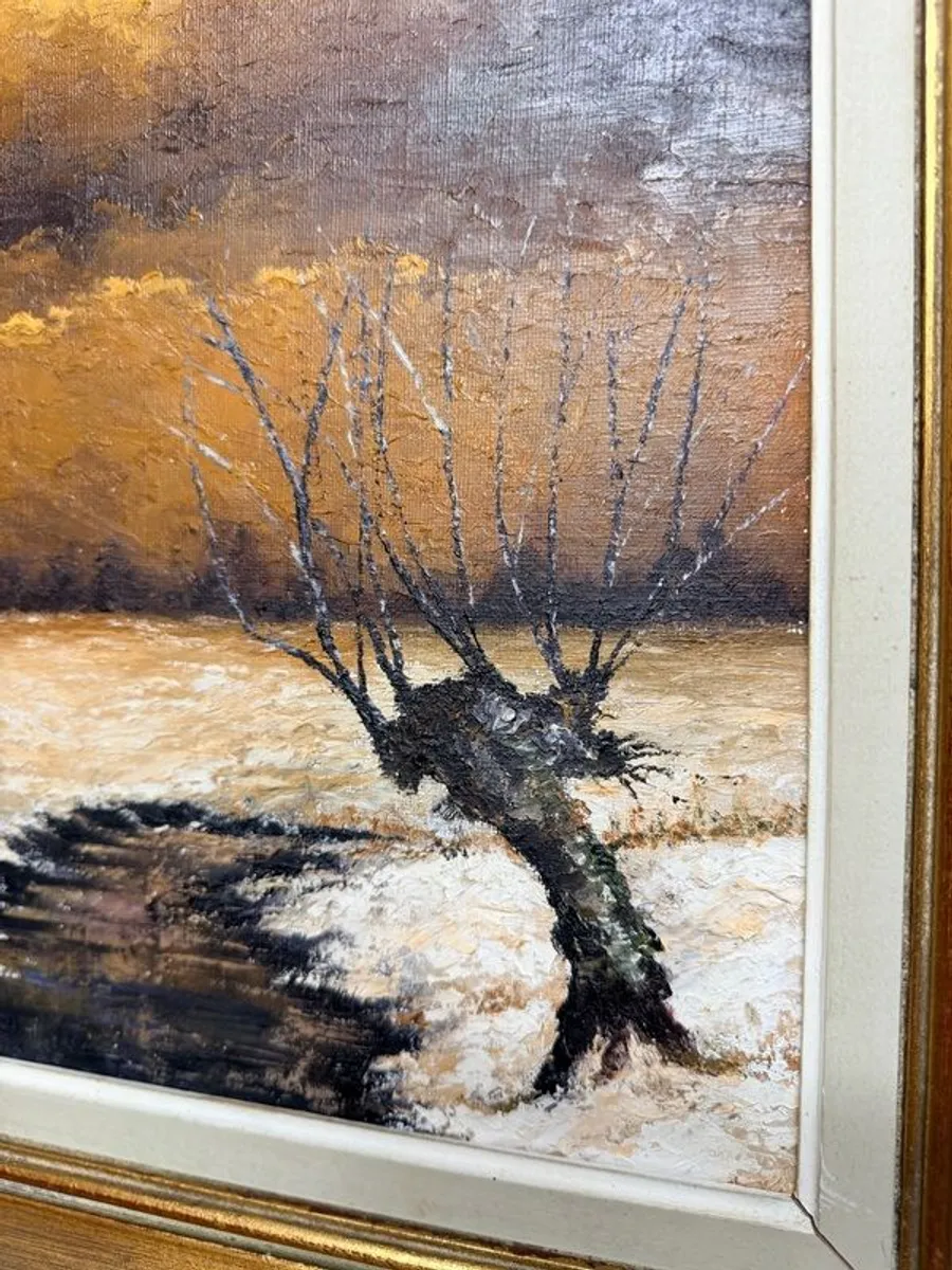 20th Century Dutch Winter Landscape Oil Painting - Image 3