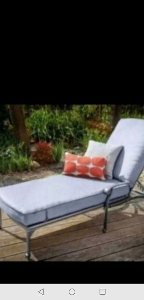 Brand New Pair Antique Grey Cast Alum. Loungers - Image 1