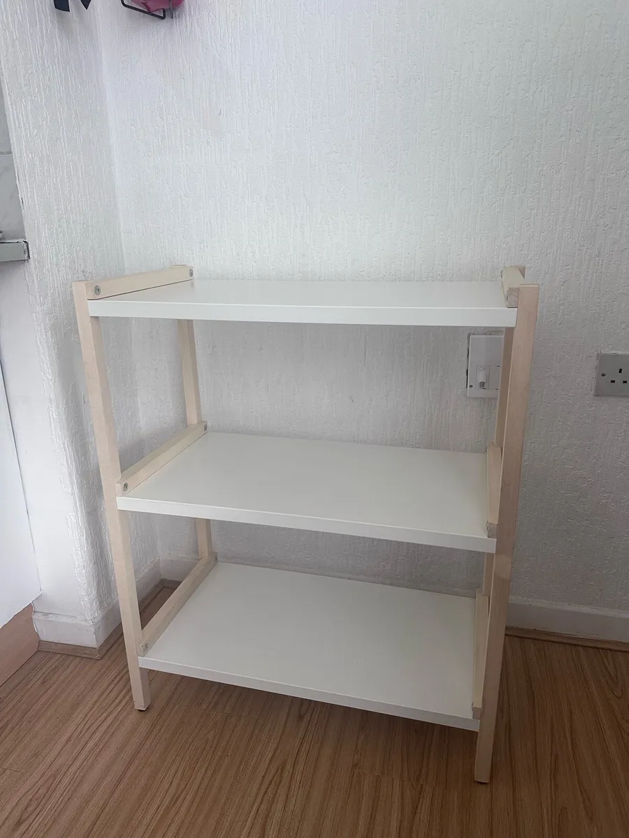 IKEA 3-Tier Shelf Unit – White & Pine
