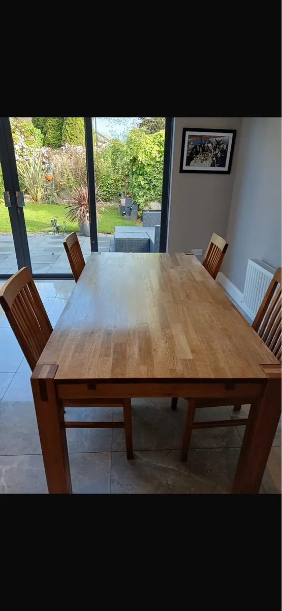 Solid Oak Table & 4 Chairs - Image 1