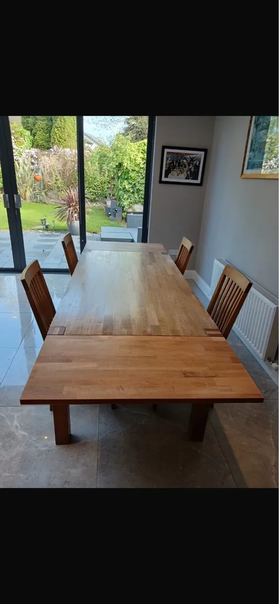 Solid Oak Table & 4 Chairs - Image 3