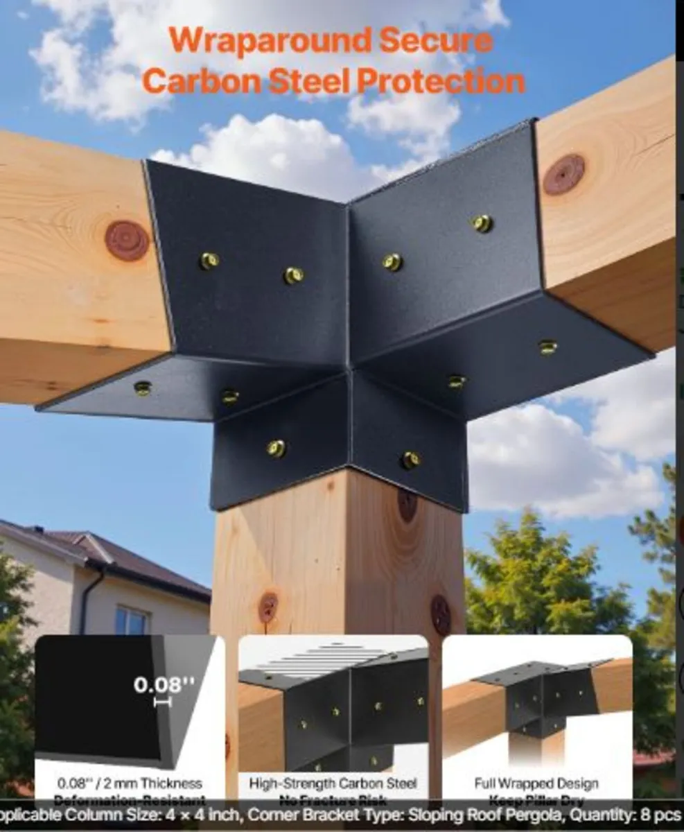 Pergola Kit,4x4 Inch 3-Way Slanted Bracket - Image 4