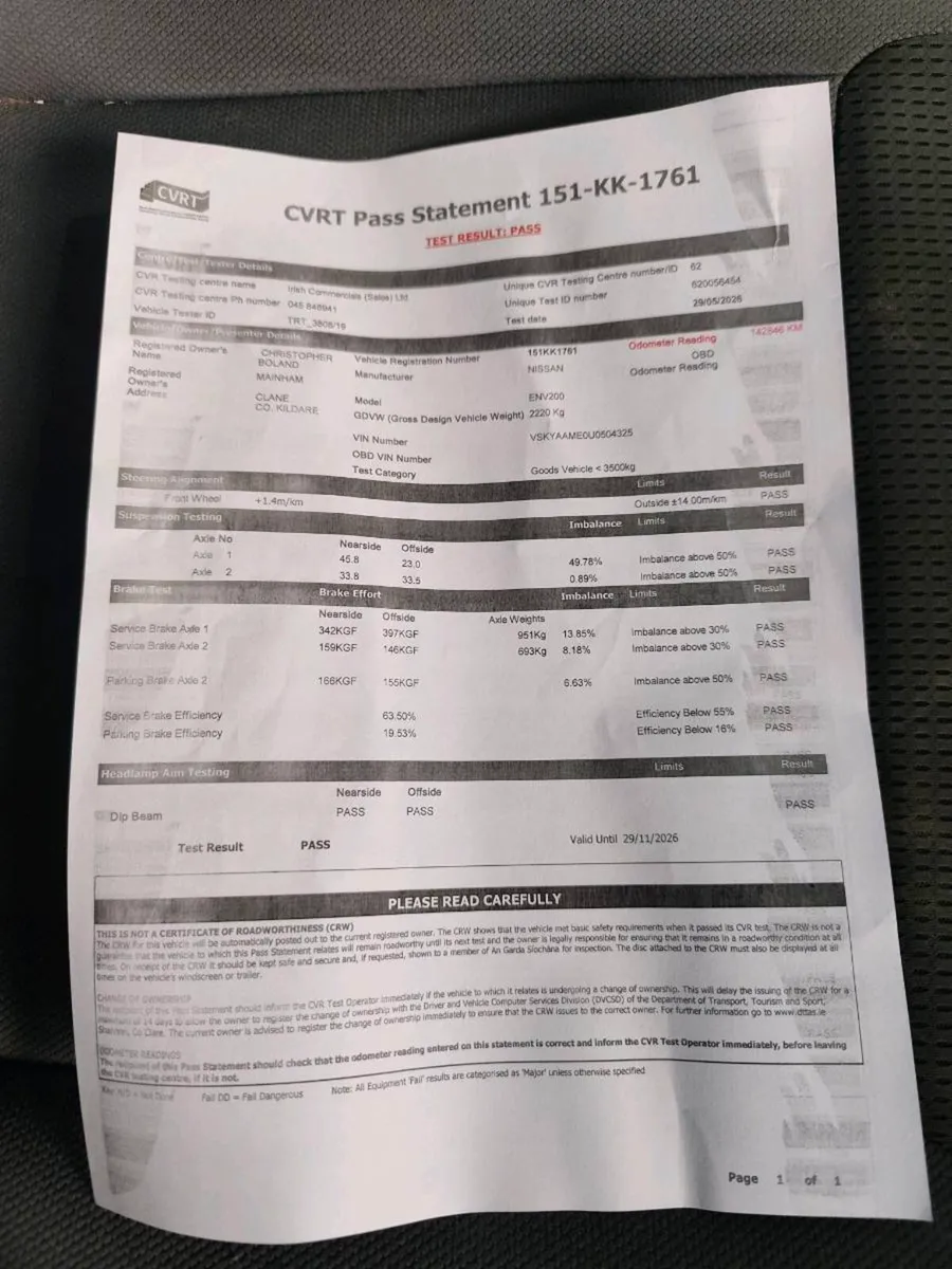 Automatic Electric 151 Nissan E-NV200 Tested 11/26 - Image 2