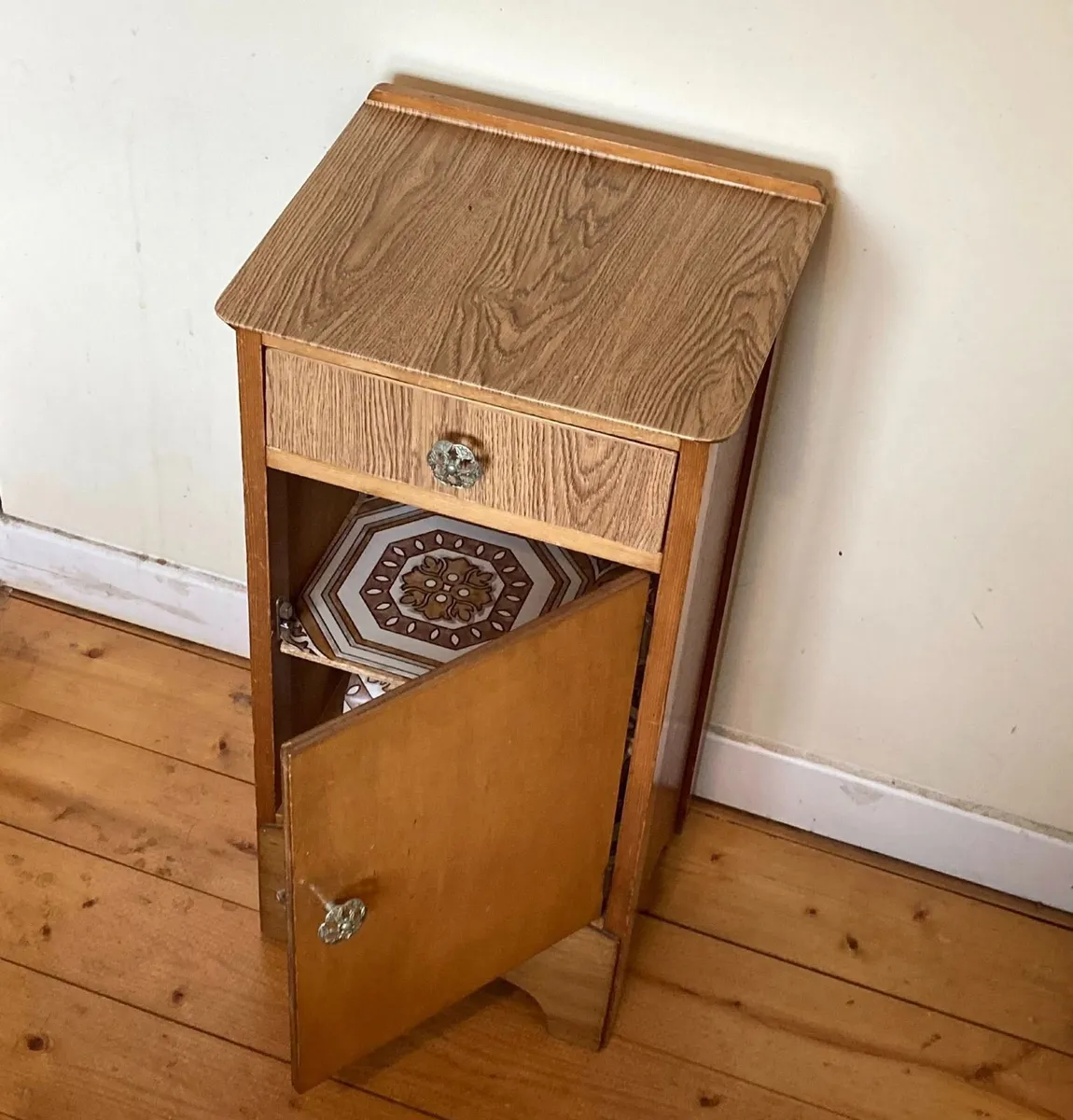 Modern Bedside Locker with Drawer & Cuboard - Image 3