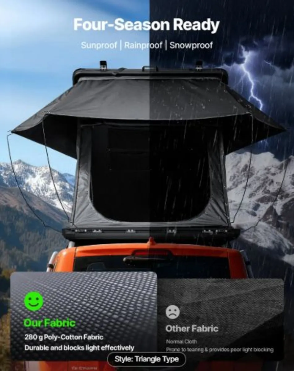 Rooftop Tent Hard Shell, 2-3 Person Aluminum Roof - Image 3