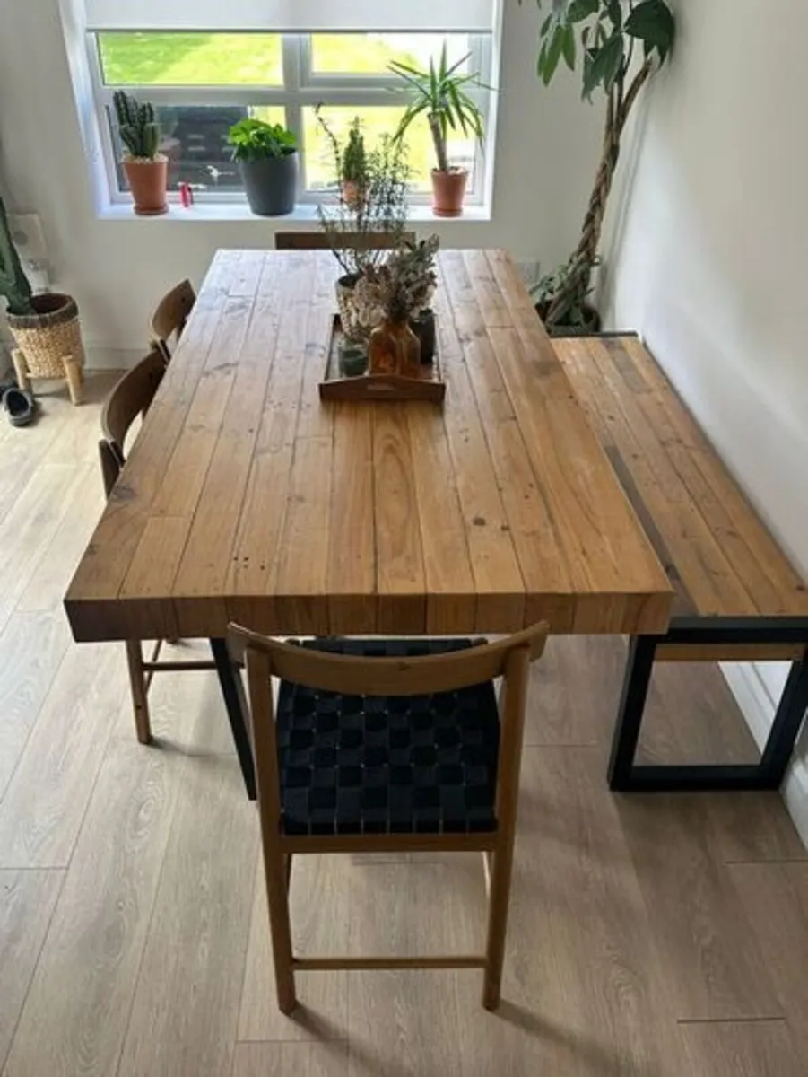 EZ Living Solid Wood Dining Table & Bench – 180cm - Image 1