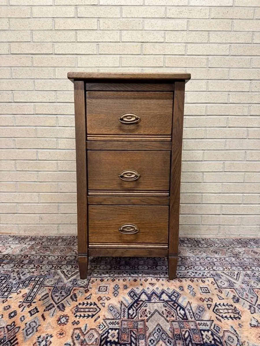 Vintage French Country Oak Nightstand - Image 1